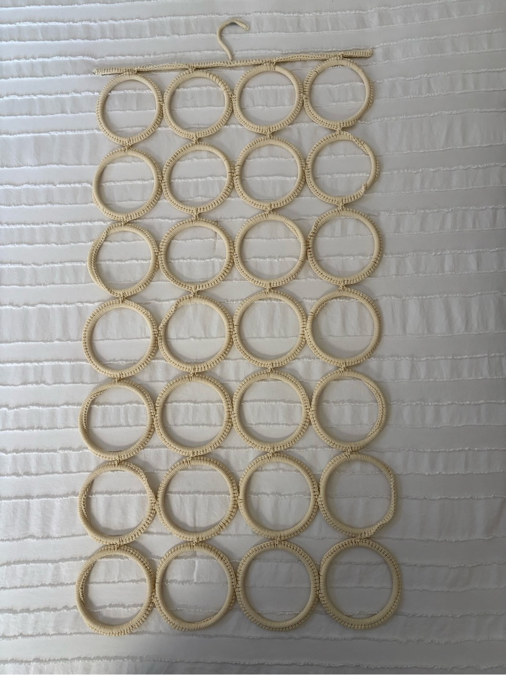Neutral Cream Multi-Ring Scarf Organizer